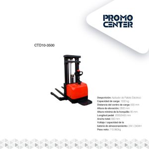 APILADOR DE PALLETS ELECTRICO TOTAL MODEL: CTD10-3500 Capacidad de carga: 1500 kg