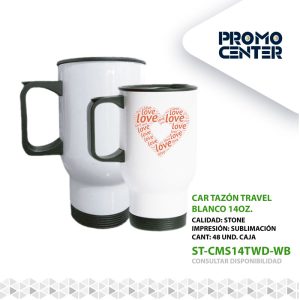 CAR MUG TRAVEL BLANCO 14 OZ STONE SUBLIMACION CAJA INDIVIDUAL