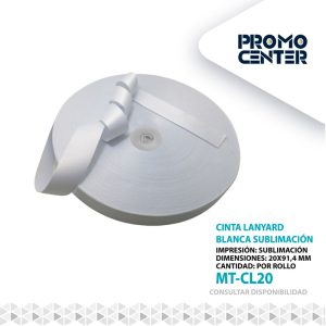 CINTA LANYARD BLANCA POLIESTER 20MMX91,4M