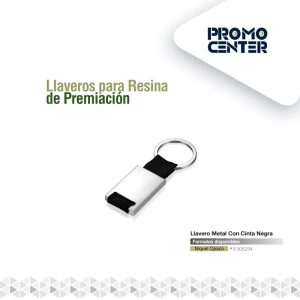 LLAVERO METAL CON CINTA NEGRA NIQUEL OPACO