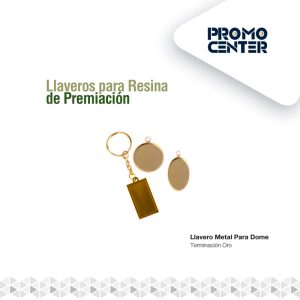 LLAVERO METAL REDONDO PARA RESINA DOME TERMINACION ORO