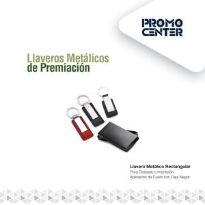 LLAVERO METALICO RECTANGULAR PARA GRABADO O IMPRESIÓN CON APLICACIÓN DE CUERO