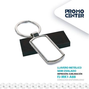 LLAVERO METALICO SUBLIMACION OVALADA  CON CAJA INDIVIDUAL NEGRA