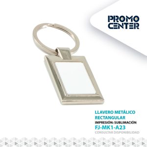 LLAVERO METALICO SUBLIMACION RECTANGULAR CON CAJA INDIVIDUAL NEGRA