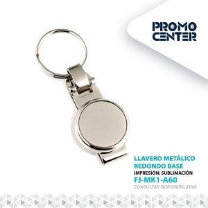 LLAVERO METALICO SUBLIMACION REDONDO  CON CAJA INDIVIDUAL NEGRA