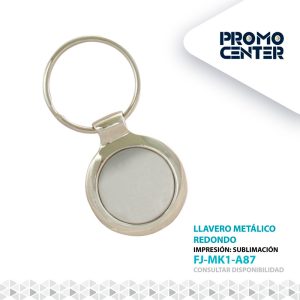LLAVERO METALICO SUBLIMACION REDONDO CON CAJA INDIVIDUAL NEGRA