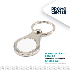 LLAVERO METALICO SUBLIMACIONNREDONDO  CON CAJA INDIVIDUAL NEGRA