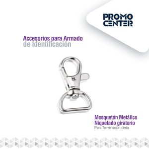 MOSQUETON METALICO GIRATORIO NICKEL CINTA 20mm W22-D