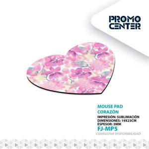 MOUSE PAD SUBLIMACION CORAZON ESP. 3 MM SIN CAJA INDIVIDUAL
