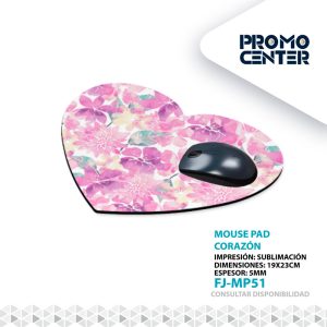 MOUSE PAD SUBLIMACION CORAZON ESP. 5 MM SIN CAJA INDIVIDUAL