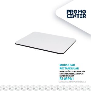 MOUSE PAD SUBLIMACION RECTANGULAR ESP. 5 MM SIN CAJA INDIVIDUAL