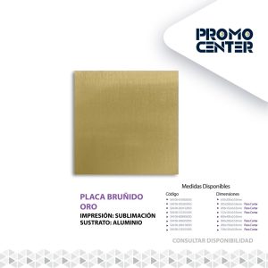 PLACA SUBLIMACION BRUÑIDO ORO ALUMINIO