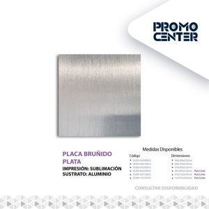 PLACA SUBLIMACION BRUÑIDO PLATA  ALUMINIO