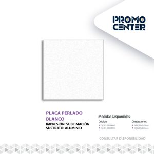 PLACA SUBLIMACION PERLADO BLANCO ALUMINIO