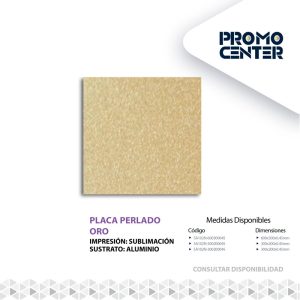 PLACA SUBLIMACION PERLADO ORO ALUMINIO