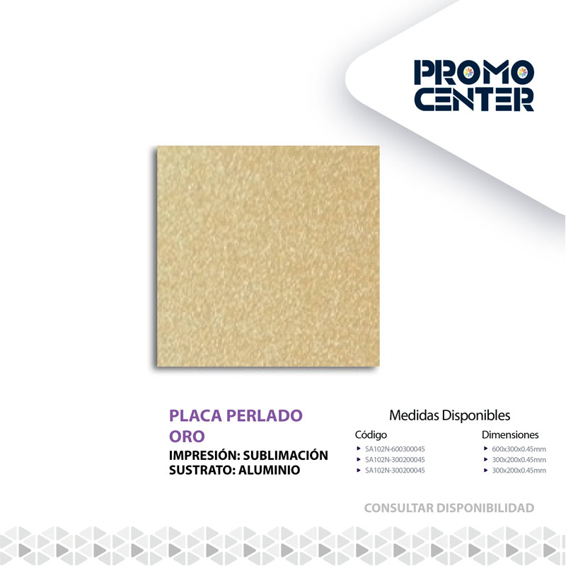 PLACA SUBLIMACION PERLADO ORO ALUMINIO