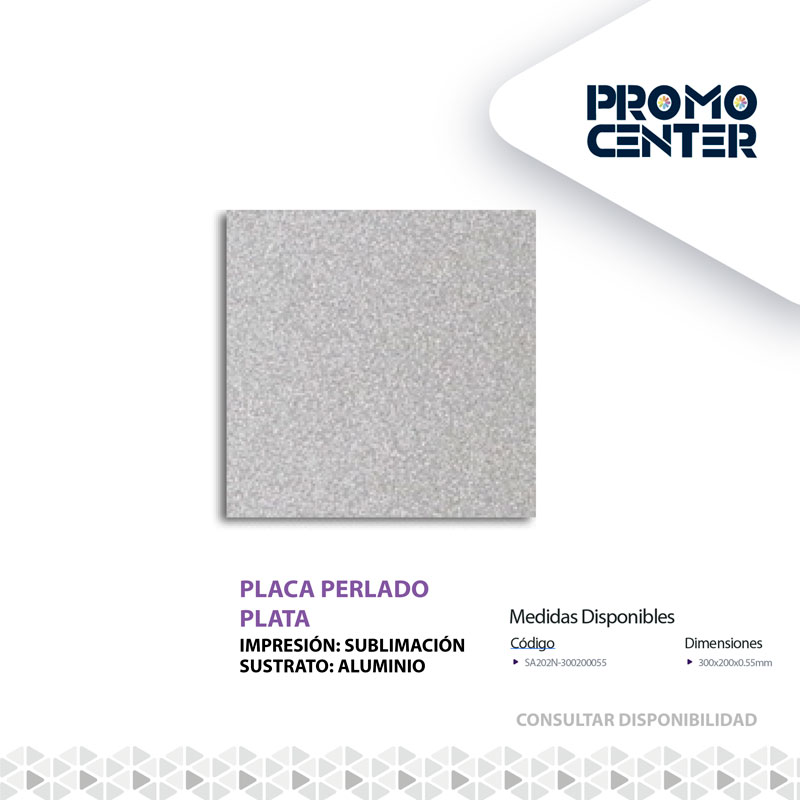 PLACA SUBLIMACION PERLADO PLATA ALUMINIO