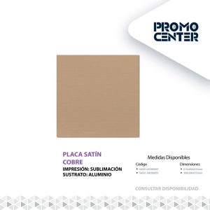PLACA SUBLIMACION SATIN COBRE ALUMINIO