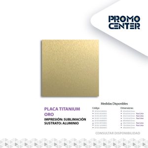 PLACA SUBLIMACION TITANIUM ORO ALUMINIO