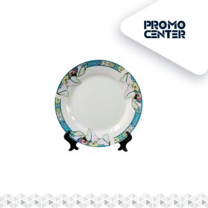 PLATO SUBLIMACION BLANCO ORILLA FLORES VERDES 8" CON ATRIL SIN CAJA INDIVIDUAL