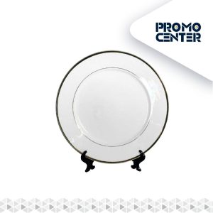 PLATO SUBLIMACION BLANCO ORILLA ORO 10" CON ATRIL SIN CAJA INDIVIDUAL