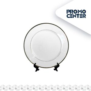 PLATO SUBLIMACION BLANCO ORILLA ORO 8" CON ATRIL SIN CAJA INDIVIDUAL