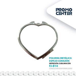 POLVERA ESPEJO METALICA SUBLIMACION CORAZON SIN CAJA INDIVIDUAL