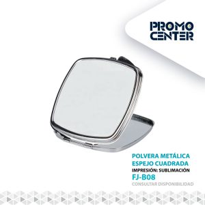 POLVERA ESPEJO METALICA SUBLIMACION CUADRADA ESQ REDONDA SIN CAJA INDIVIDUAL