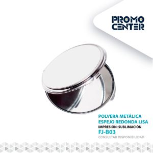 POLVERA ESPEJO METALICA SUBLIMACION REDONDA LISA SIN CAJA INDIVIDUAL