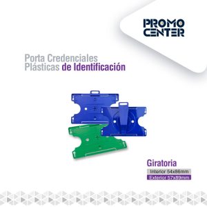 PORTA CREDENCIALES GIRATORIOS VERTICAL U HORIZONTAL INTERIOR 54X86MM EXTERIOR 57X89MM