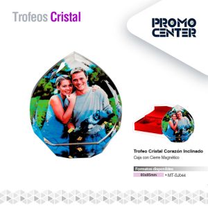 TROFEO CRISTAL CORAZON INCLINADO 80X85MM