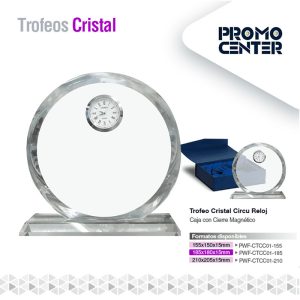 TROFEO CRISTAL CIRCULO Y RELOJ